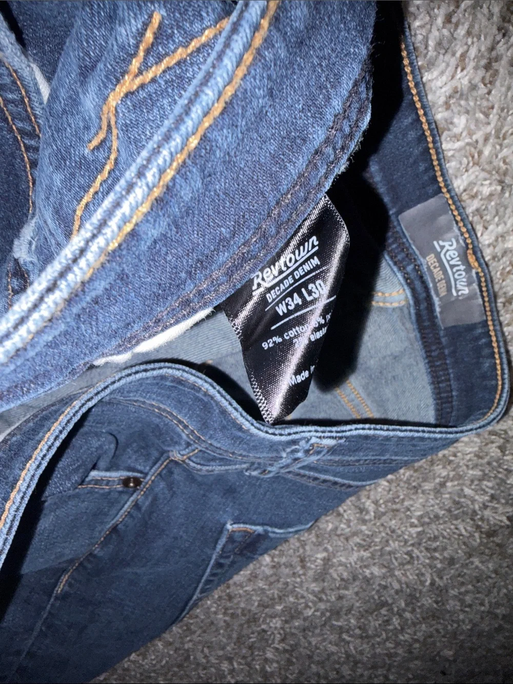 Revtown Men's Skinny Jeans in Dark Blue Denim
